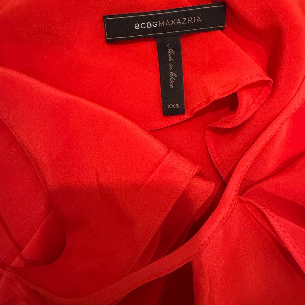 BCBGMaxAzria Vibrant Red Silk Top